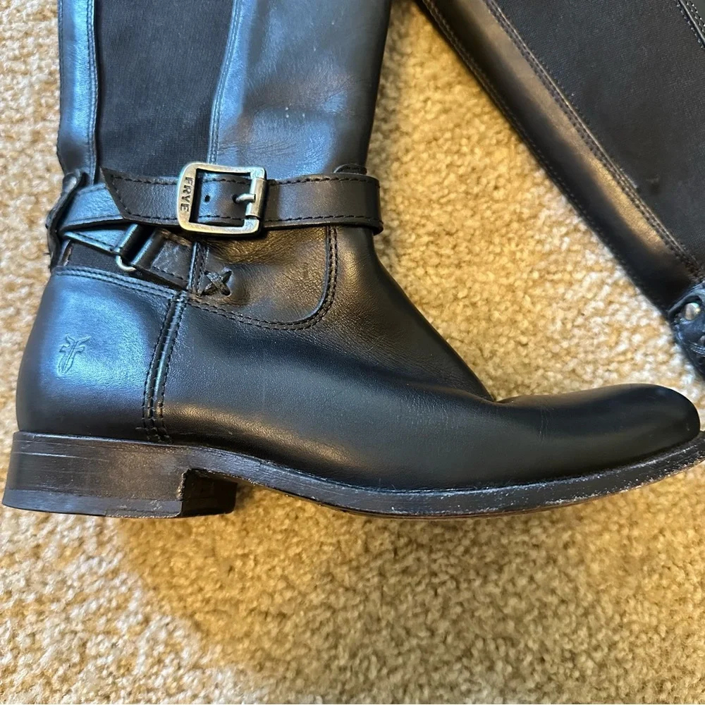 Frye Black Leather Tall Riding Boots Women’s Size 6.5 Classic Equestrian Style